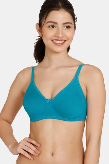 Buy Zivame Basics Double Layered Non Wired 3/4th Coverage T-Shirt Bra - Biscay Bay