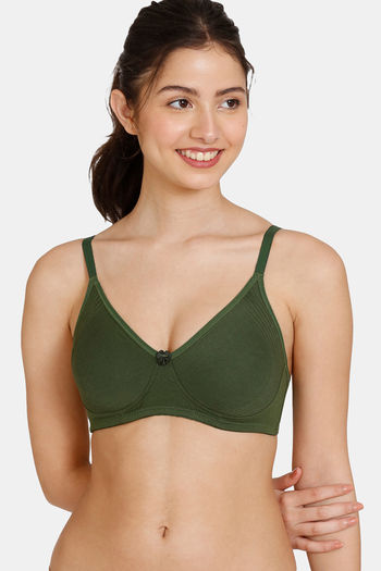 Buy Zivame Basics Double Layered Non Wired 3/4th Coverage T-Shirt Bra -  Black Forest at Rs.412 online