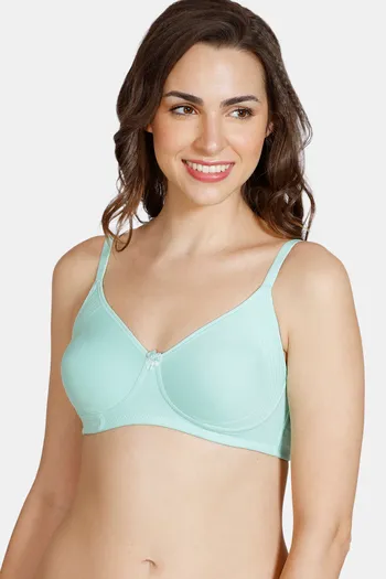 Buy Zivame Basics Double Layered Non Wired 3/4th Coverage Bra - Cabbage