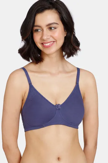 Buy Zivame Basics Double Layered Non Wired 3/4th Coverage Bra - Deep Cobalt