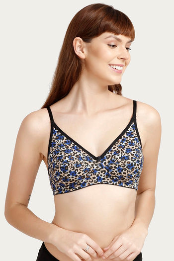 Buy Rosaline All Day Comfort Double Layered Printed Wirefree Bra- Blue Cheetah Print