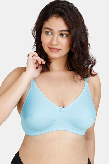 Buy Zivame Basics Double Layered Non Wired Medium Coverage Bra - Crystal  Seas at Rs.269 online