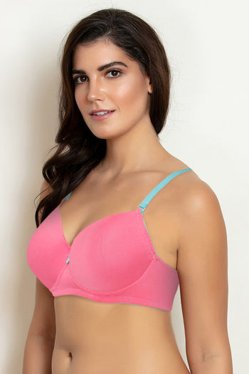 Rosaline Basics Padded Non Wired Medium Coverage T-Shirt Bra - Bright Pink