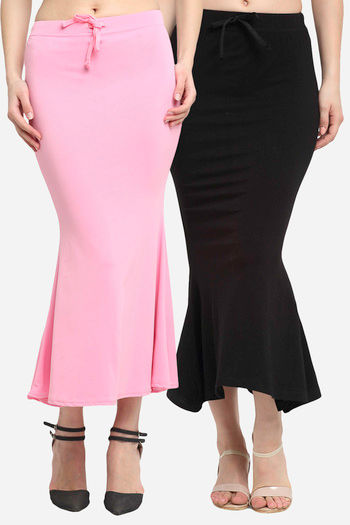 Buy Sugathari Flared Saree Shapewear  - Black Baby Pink