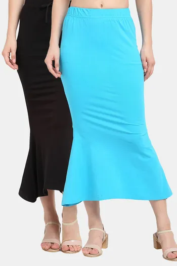 Polyester Spandex Ladies Sky Blue Saree Shapewear Petticoat at Rs