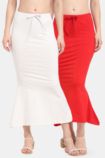 Buy Sugathari Flared Saree Shapewear - White Red at Rs.2499 online
