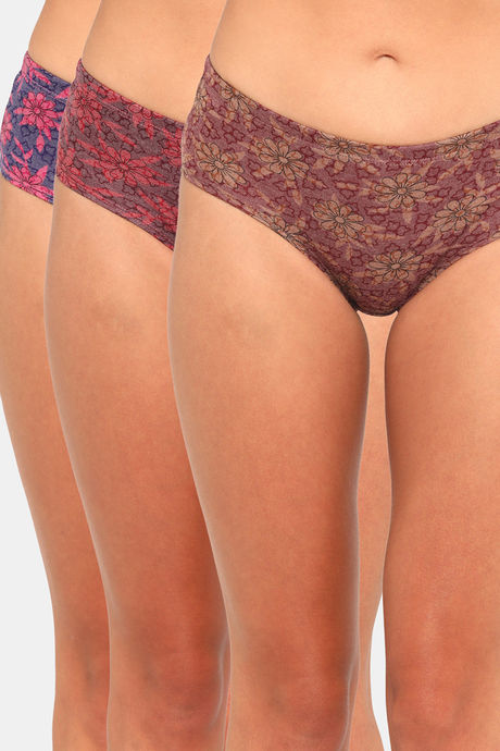 Buy Red Rose Medium Rise Full Coverage Hipster Panty (Pack of 3) - Assorted  at Rs.529 online