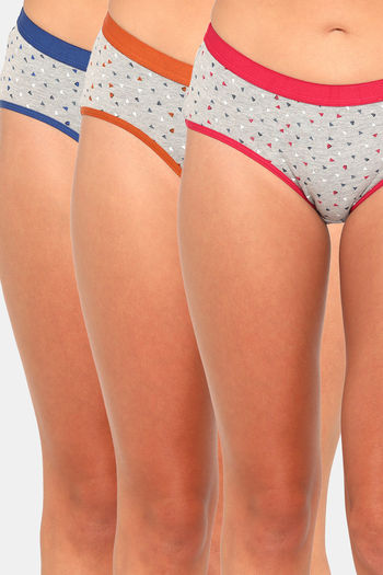 Buy Red Rose Medium Rise Full Coverage Hipster Panty (Pack of 3) - Multicolor