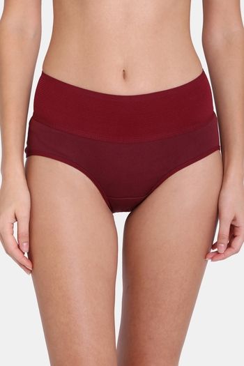 Buy Red Rose High Rise Full Coverage Hipster Panty - Maroon