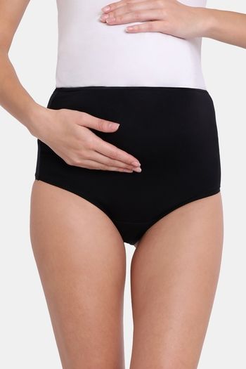 Red Rose Medium Rise Full Coverage Hipster Panty - Black