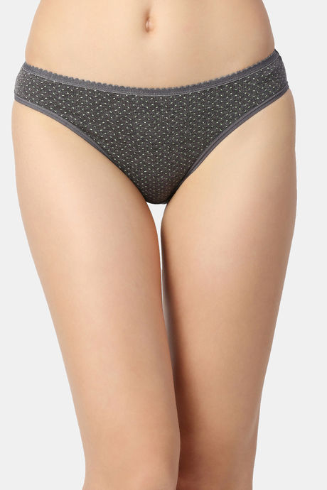 Red Rose Low Rise Half Coverage Bikini Panty (Pack of 3) - Dark Grey