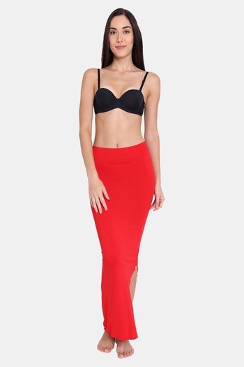 Buy Red Rose Cotton Infused Medium Control Flared Saree Shapewear - Red