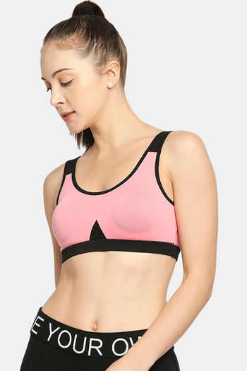Buy Zivame Zelocity Quick Dry Sports Bra With Removable Padding - Ibis Rose  - Pink Online