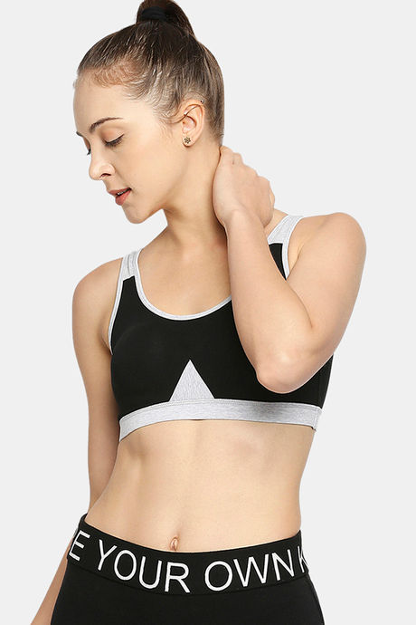 Buy Red Rose Medium Impact Sports Bra With Removable Padding - Black at  Rs.461 online