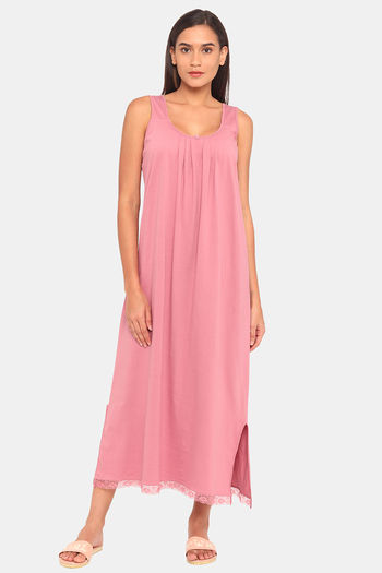Buy Evolove Women Skin Viscose Liva Long Maxi Night Gown Nighty Dress With  Pocket (L) Online at Best Prices in India - JioMart.