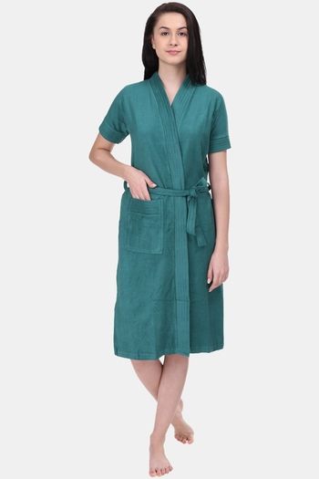 Buy Red Rose Terry Cotton Bathrobes - Blue