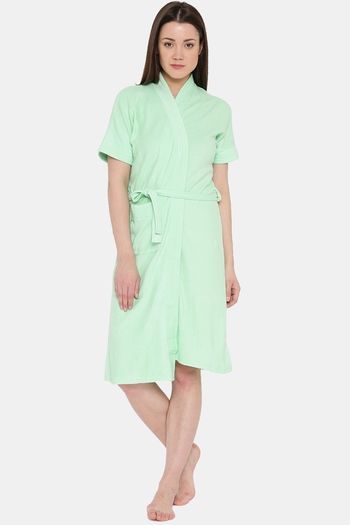 Buy Red Rose Terry Cotton Bathrobes - Light Green