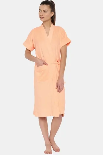 Buy Red Rose Terry Cotton Bathrobes - Peach
