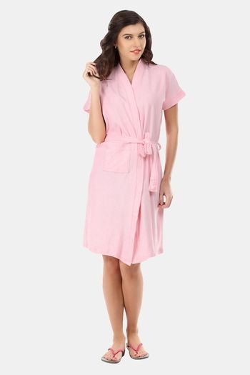 Buy Red Rose Terry Cotton Bathrobes - Pink