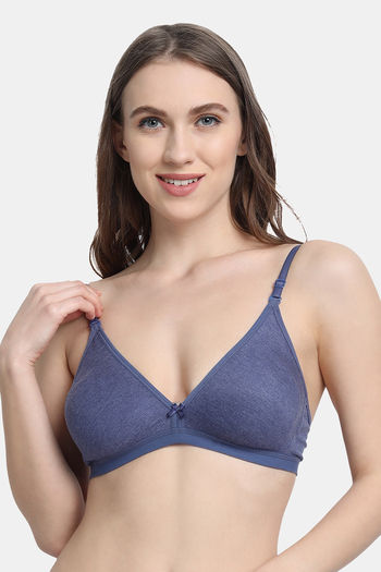 Buy VStar Double Layered Non Wired Medium Coverage Super Support Bra - Navy  Melange at Rs.299 online