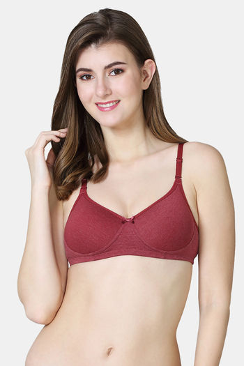 Buy SOIE Non Padded Non-Wired Full Coverage Stretch Cotton Minimizer Bra-Earthred  online