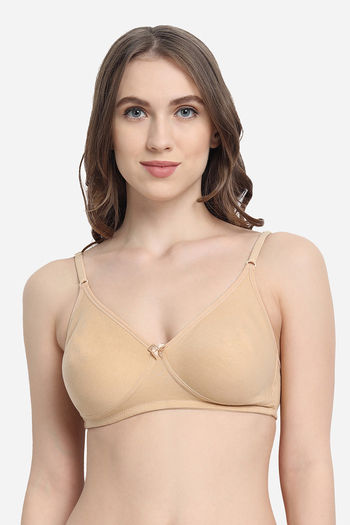 Buy VStar Double Layered Non Wired Medium Coverage Super Support Bra -  Beige Skin at Rs.342 online