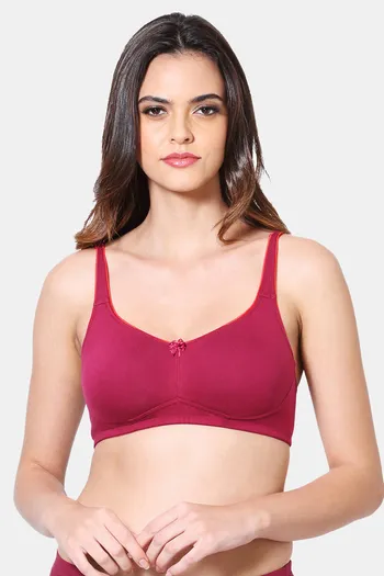 Buy VStar Double Layered Non Wired Full Coverage Super Support Bra - Plum  Red at Rs.395 online