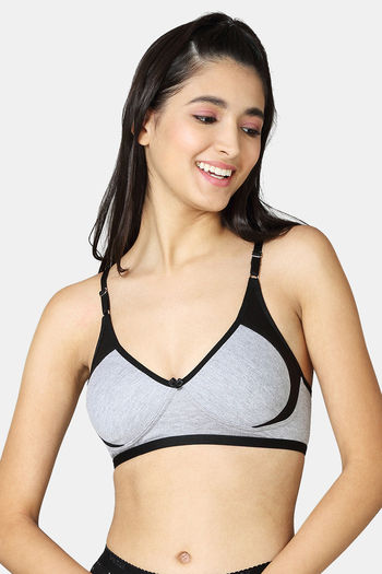 Buy VStar Double Layered Non Wired Medium Coverage Super Support Bra - Grey  Melange Black at Rs.314 online