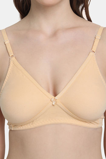 Buy VStar Double Layered Non Wired Medium Coverage Super Support Bra -  Beige Skin at Rs.347 online