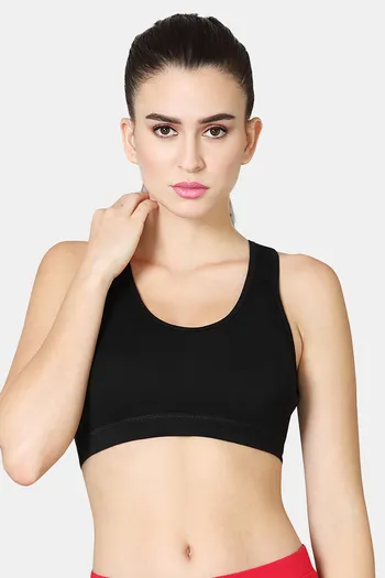 Buy Vstar Cotton Sports Bra With Removable Padding - Black at Rs.569 online