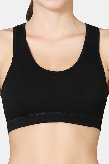 Buy Vstar Cotton Sports Bra With Removable Padding - Black at Rs