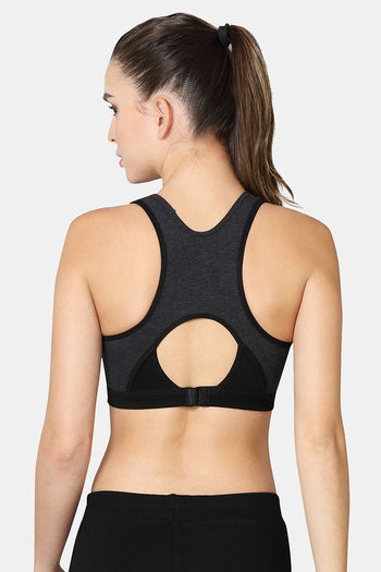 Buy Vstar Cotton Sports Bra With Removable Padding - Charcoal