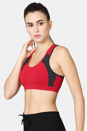 Buy Vstar Cotton Sports Bra With Removable Padding - Red Charcoal Melge at  Rs.569 online