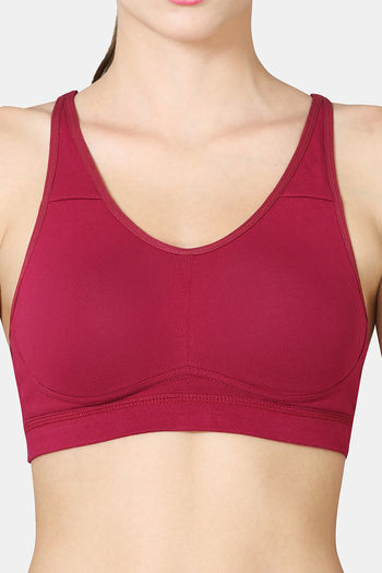 Buy Vstar Cotton Padded Sports Bra - Plum Red at Rs.559 online