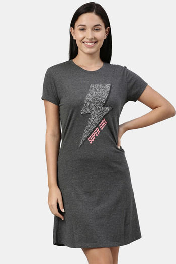 Buy Twin birds Cotton Knee Length Nightdress - Black White at Rs.599 online