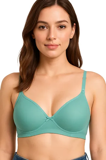 Buy Sona Double Layered Non Wired 3/4Th Coverage Sag Lift Bra - Green