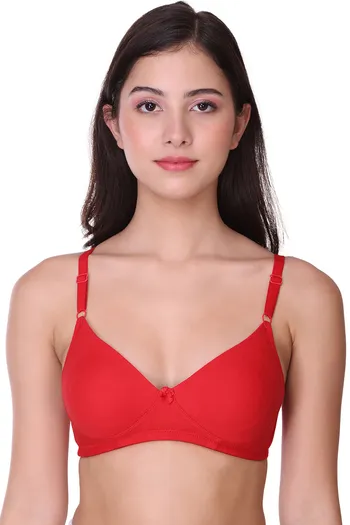 Buy Sona Double Layered Non Wired 3/4th Coverage Sag Lift Bra - Red