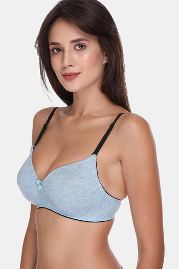 Buy Rosaline Everyday Double Layered Non Wired 3/4th Coverage T-Shirt Bra -  Horizon Blue at Rs.280 online