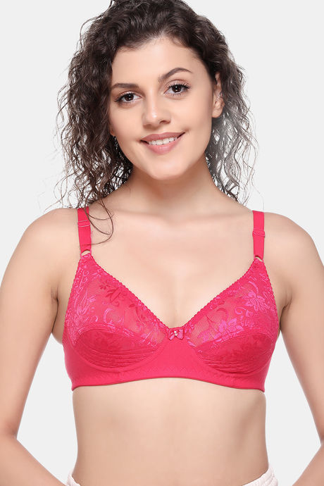 Buy SONA Women Pink Cotton Solid Minimiser Bra (34E) Online at