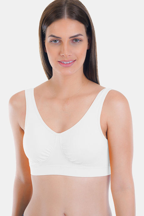 Buy Sona Padded Anti Microbial Slip On Sports Bra - White at Rs.427 online