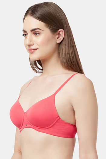 Buy Soie Medium Coverage Padded Non-Wired T-Shirt Bra - Nude at Rs.656  online