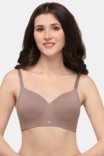 Buy Soie Full Coverage, Padded, Non-Wired Seamless Bra - Bark at