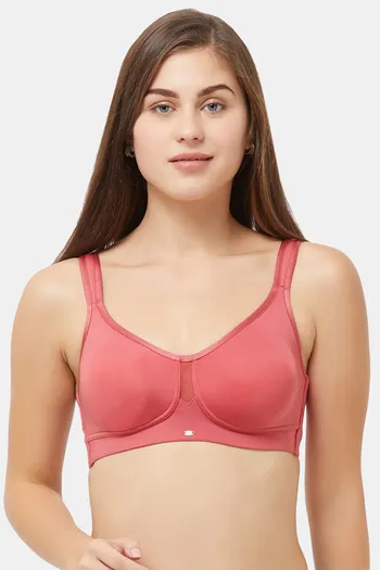 Buy Soie Double Layered Non Wired Full Coverage Minimiser Bra - Claret Red