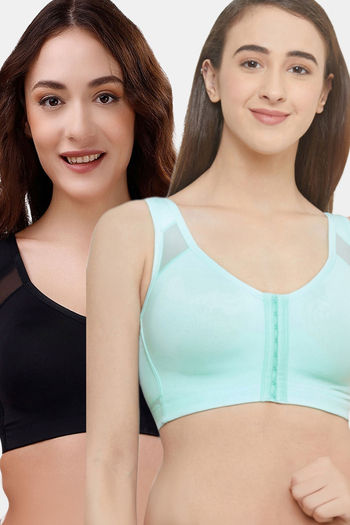 Buy Soie Double Layered Non Wired Full Coverage Super Support Bra (Pack of 2) - Multicolor