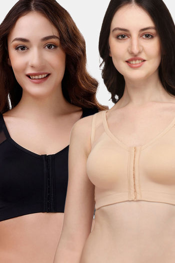 Buy Soie Double Layered Non Wired Full Coverage Super Support Bra (Pack of 2) - Black Nude