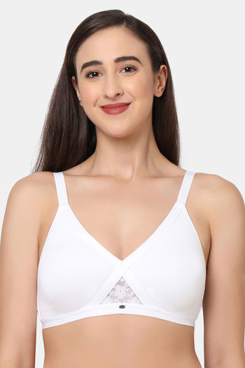 Buy SOIE Non Padded Non-Wired Full Coverage Stretch Cotton T-shirt Bra-White  online