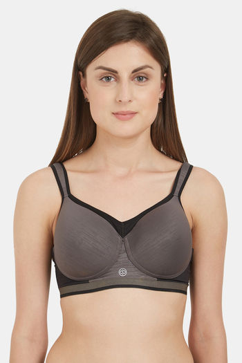 Buy Soie Full Coverage High Impact Padded Non-Wired Sports Bra - Grey