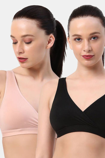 Buy Soie Beginners Bra -Solid Colour Non-Wired Removable Padded Full  Coverage Beginners Bra (Pack Of 2) - Assorted at Rs.988 online