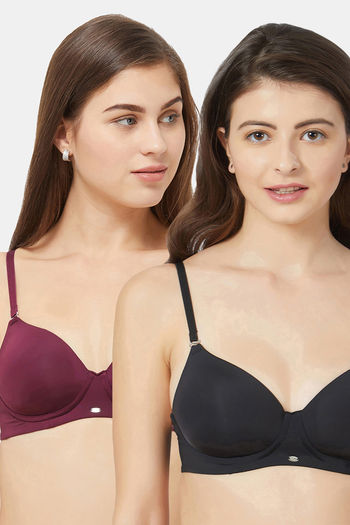 Buy Soie Medium Coverage Padded Non-Wired T-Shirt Bra (Pack Of2) - Assorted  at Rs.1512 online