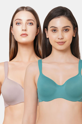 Buy Soie Padded Wired Full Coverage Super Support Bra (Pack Of 2) - Assorted